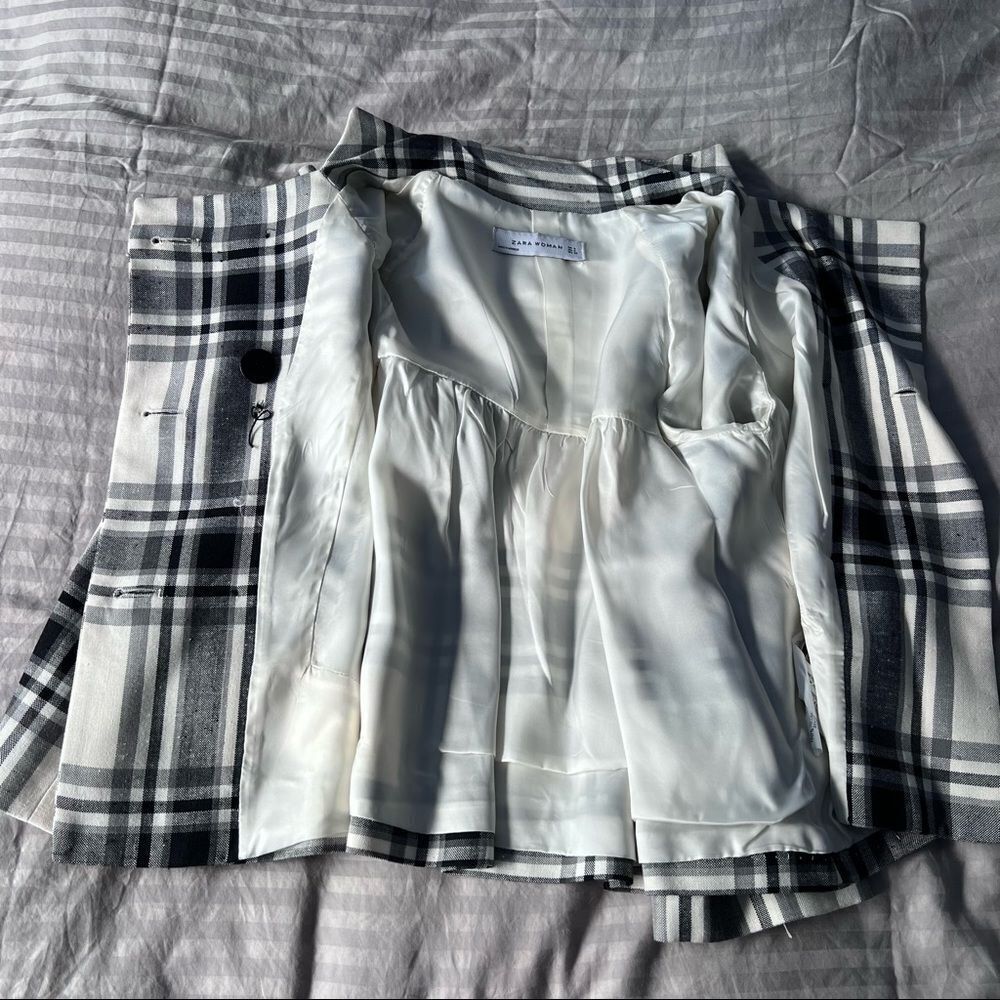 Zara plaid tartan double breasted jacket - Picture 9 of 16